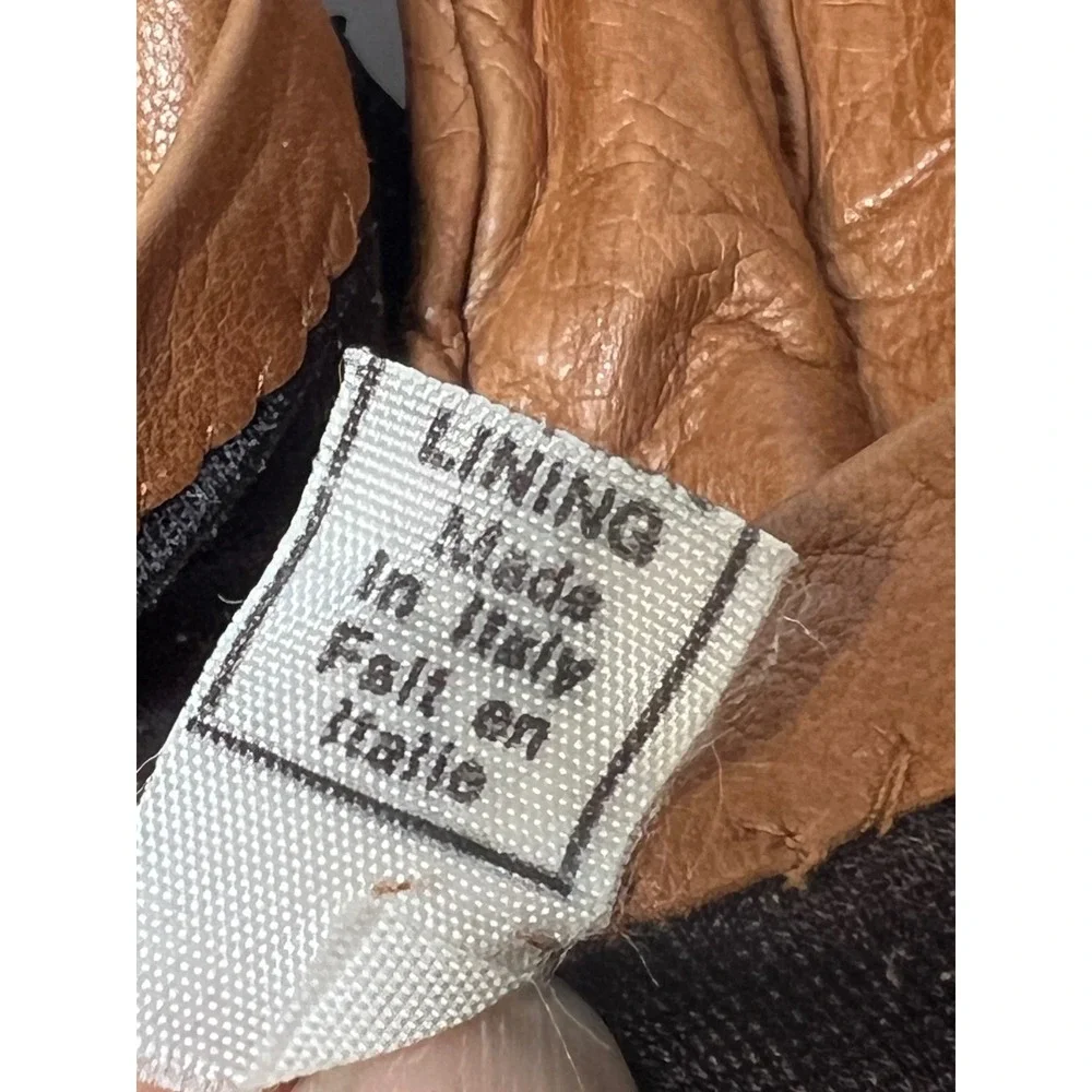 Neiman Marcus Womens Gloves Italian Leather Silk Lined 7 Tan Cognac Dress Luxury